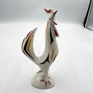 Vintage Hollóháza Hungarian Porcelain Art Deco Rooster Figurine Hand Painted